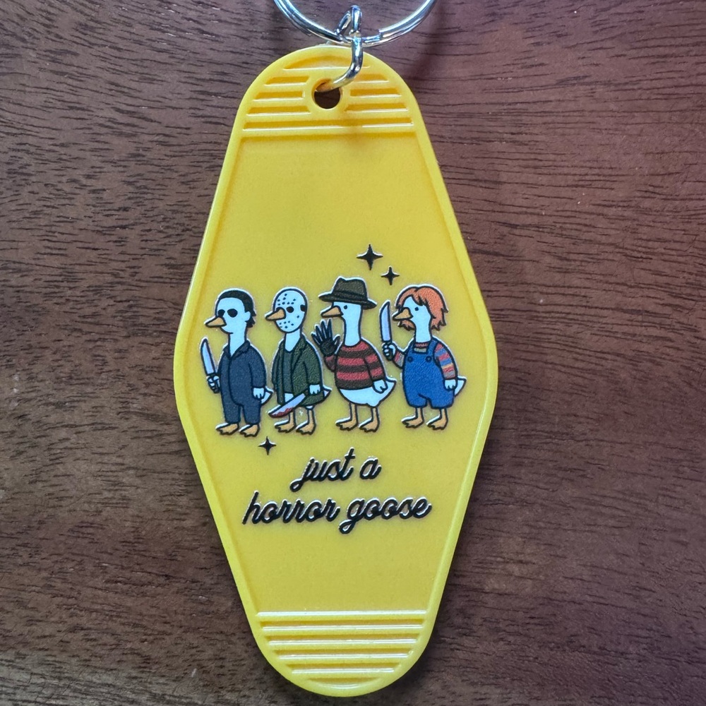 3/$9 Horror Goose Keychain | Funny Scary Goose Motel Tag | Halloween Gift